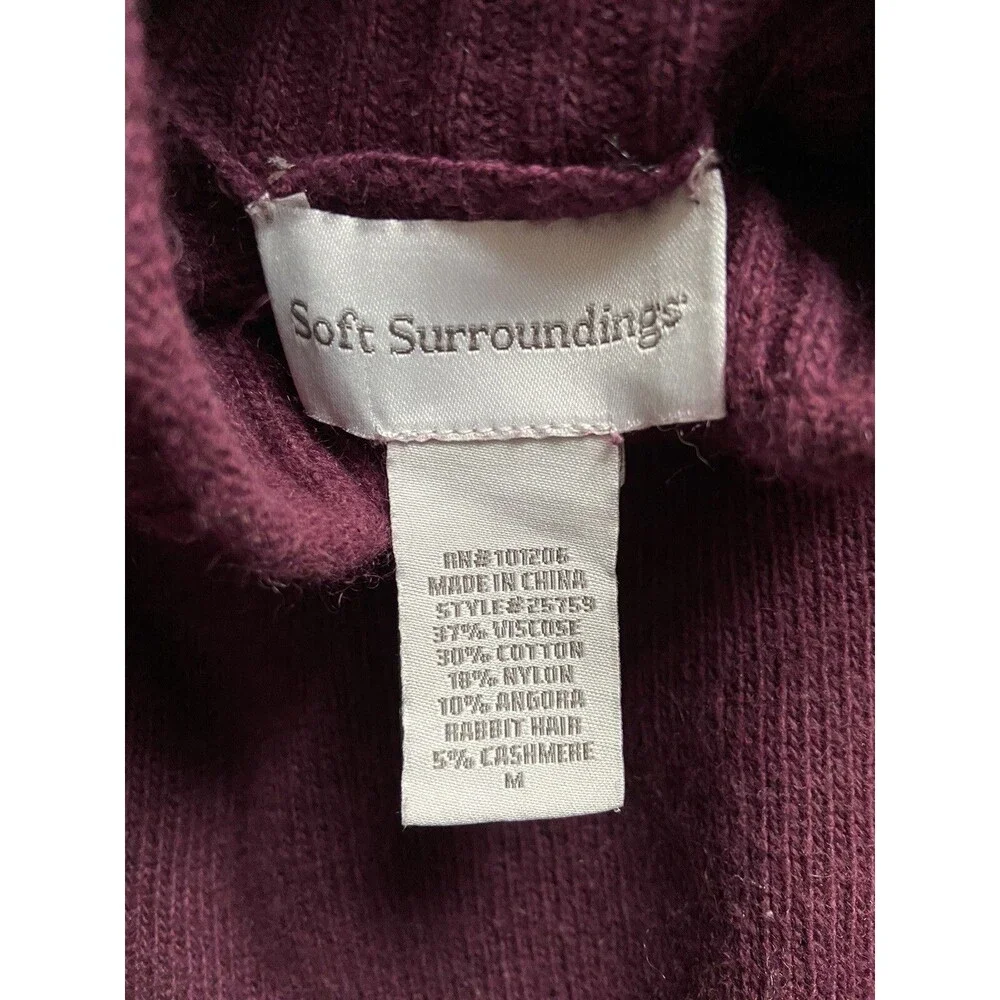 Soft‎ Surroundings Mock Neck Angora Cashmere Sweater Size M Plum Dauphine Luxury